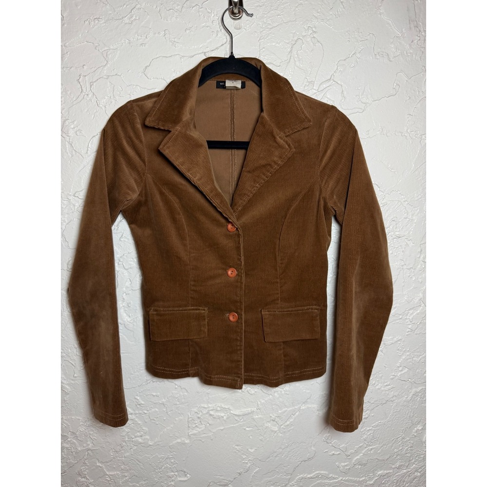 White Moon Brown Corduroy Blazer Jacket Womens Small Made in USA 26118
